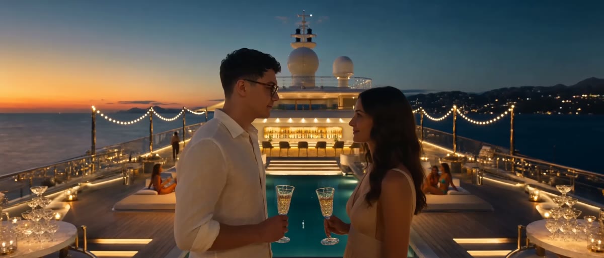 An early shot — the party on the sundeck
